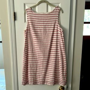 Red and White Stripe Sleeveless Linen Dress